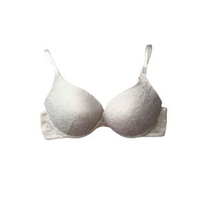 SHIMMERY WHITE LACE T-SHIRT PUSH-UP BRA • SIZE 36B